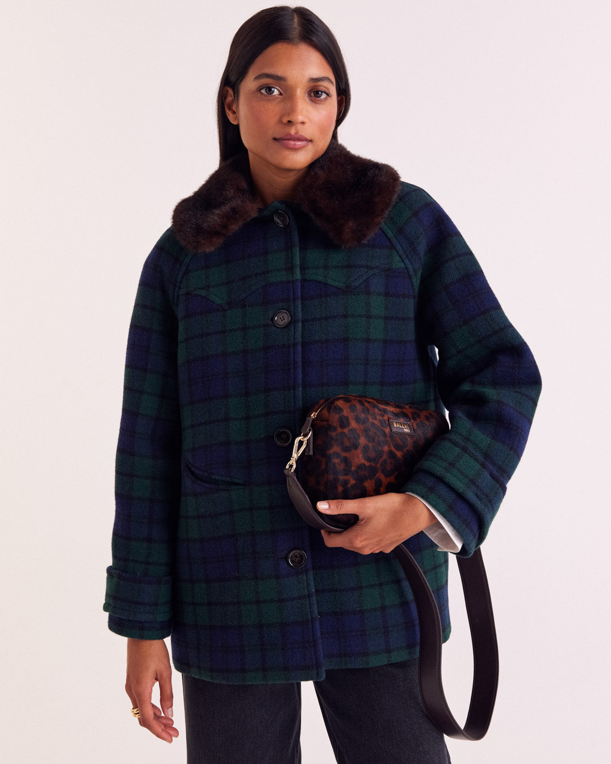 Manteau Trixie tartan bleu et vert