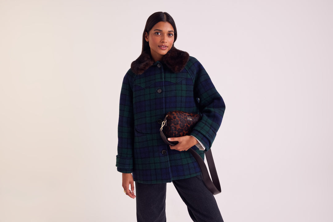 Manteau Trixie tartan bleu et vert