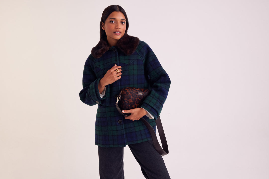 Manteau Trixie tartan bleu et vert