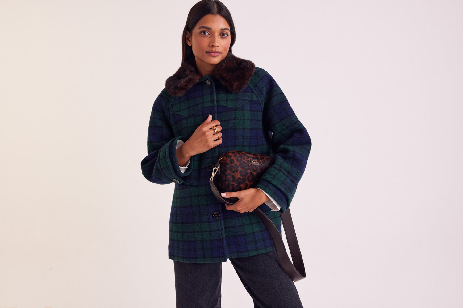 Manteau Trixie tartan bleu et vert