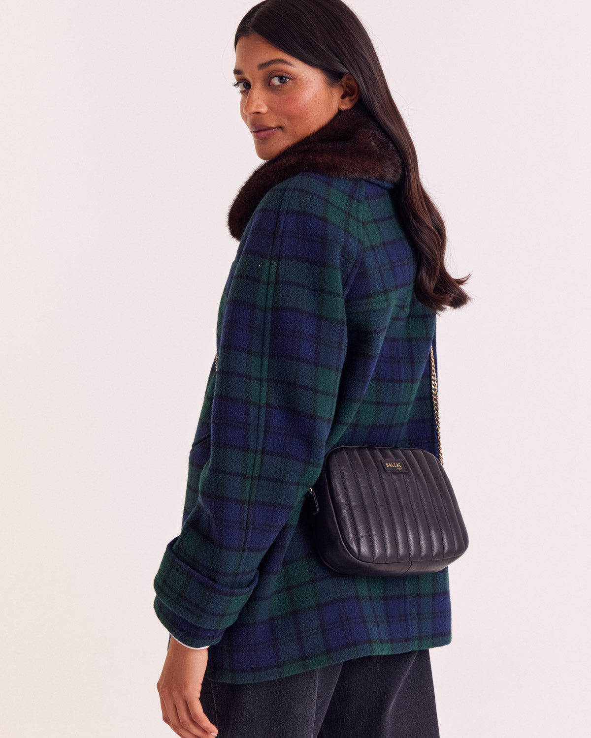 Manteau Trixie tartan bleu et vert