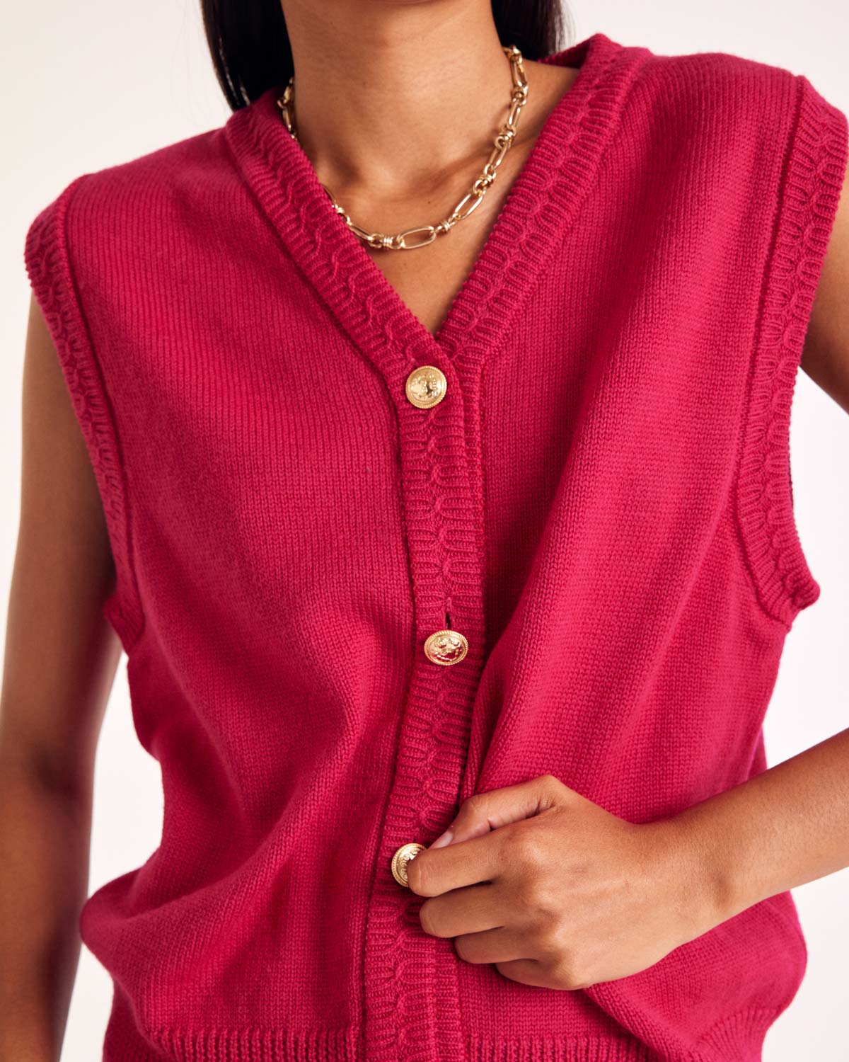 Gilet Constant rose framboise