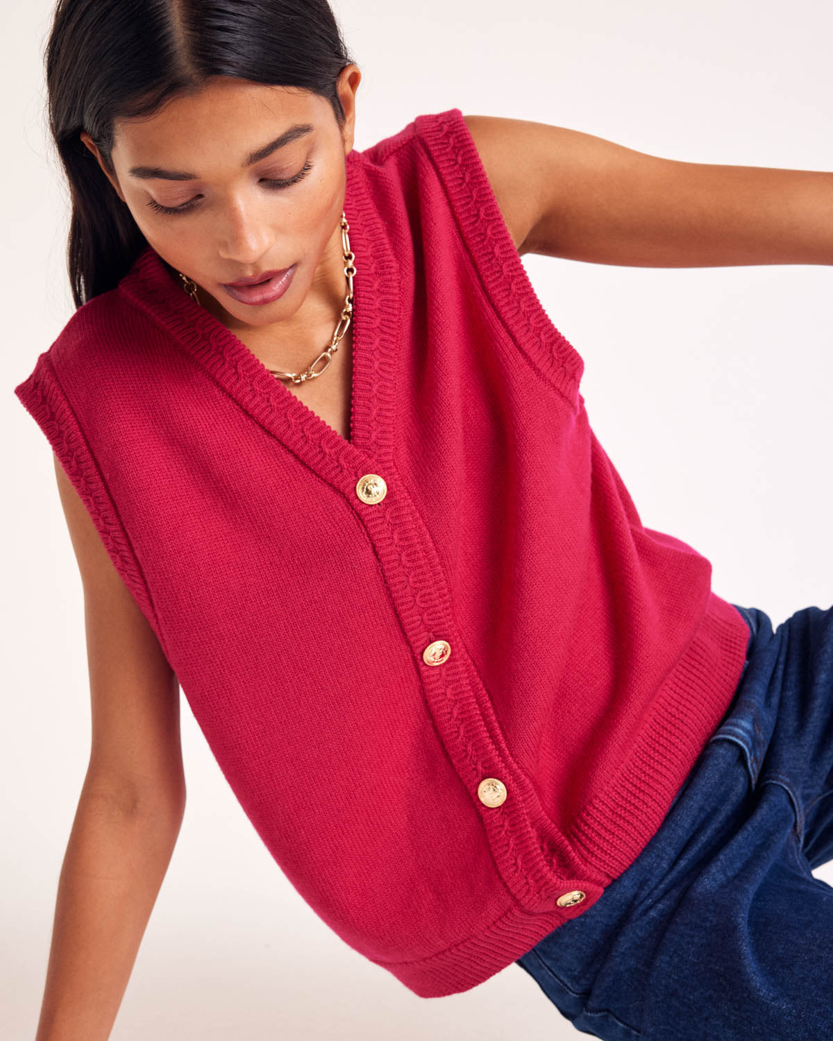 Gilet Constant rose framboise