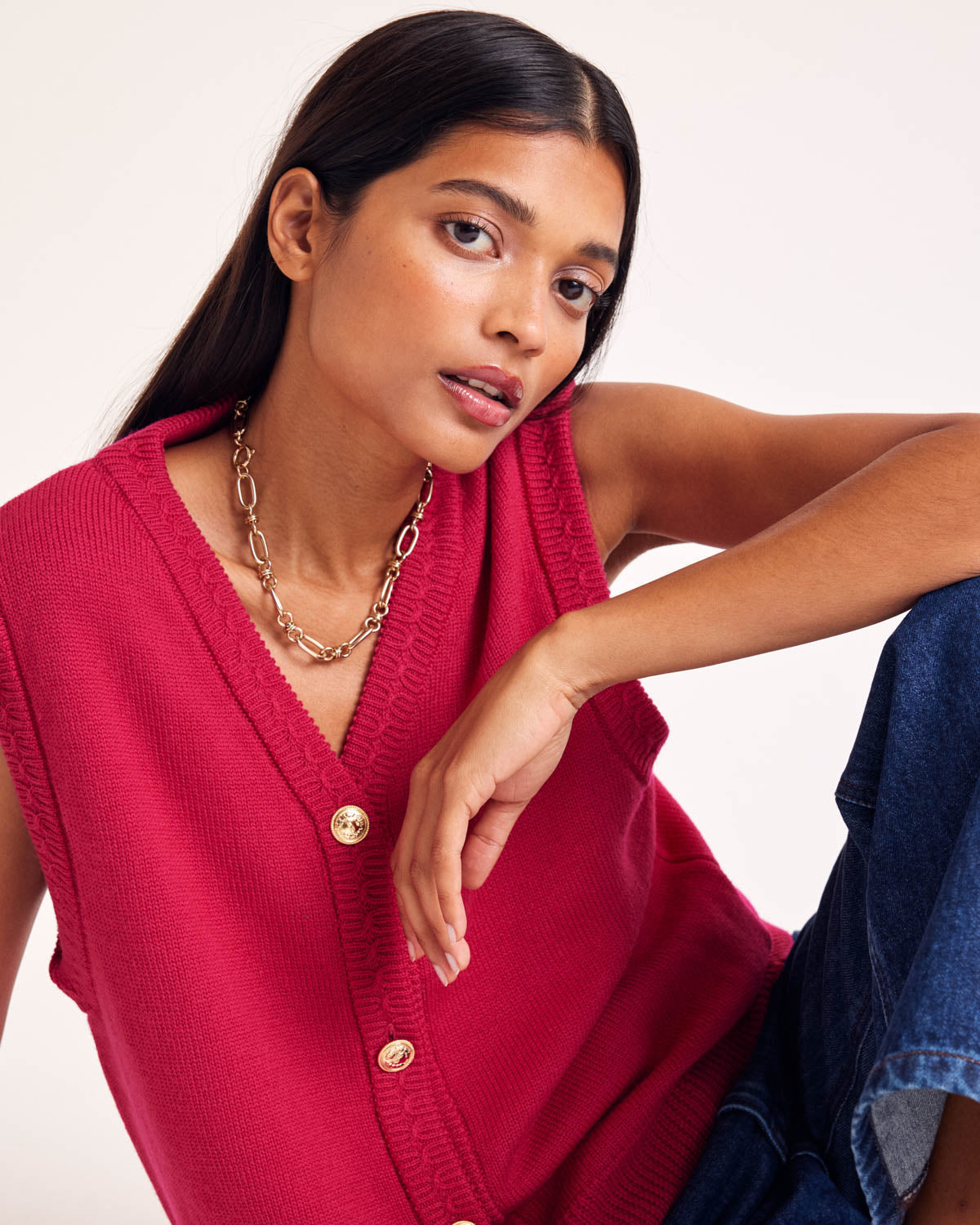 Gilet Constant rose framboise