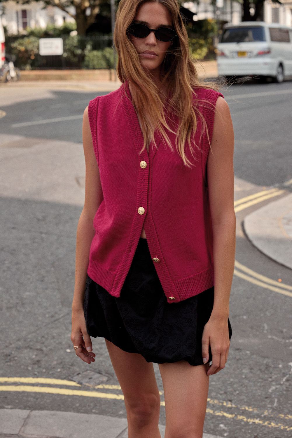 Gilet Constant rose framboise