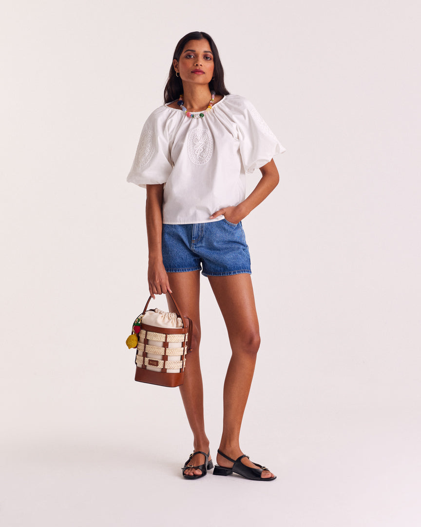 Short Triomphe bleu midi