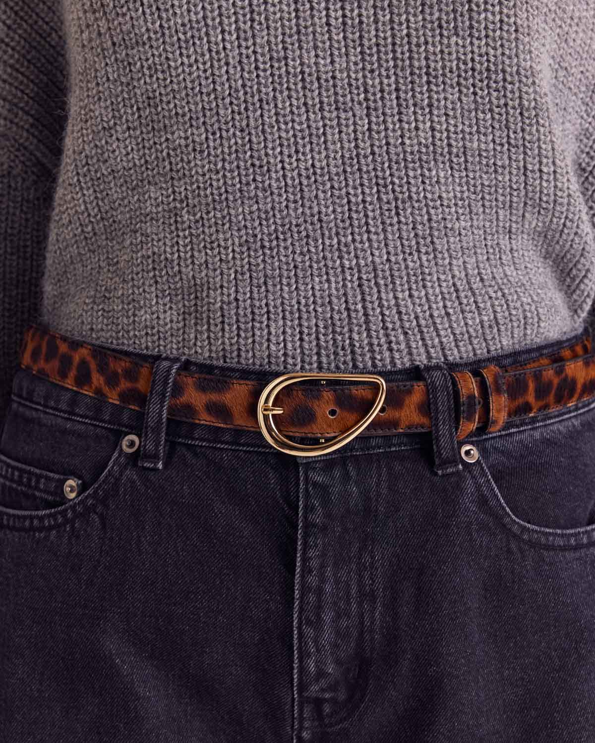 Ceinture Basma pony léopard fauve