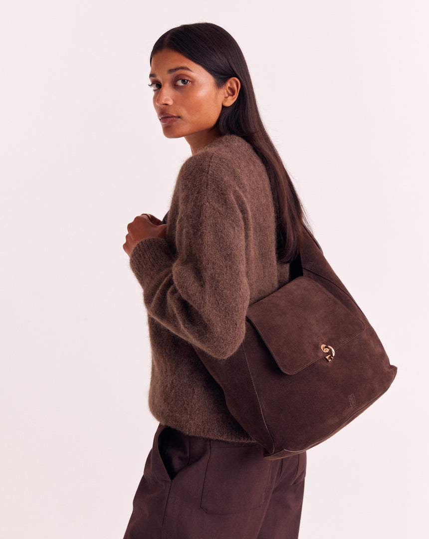 Sac Gala croûte de cuir moka