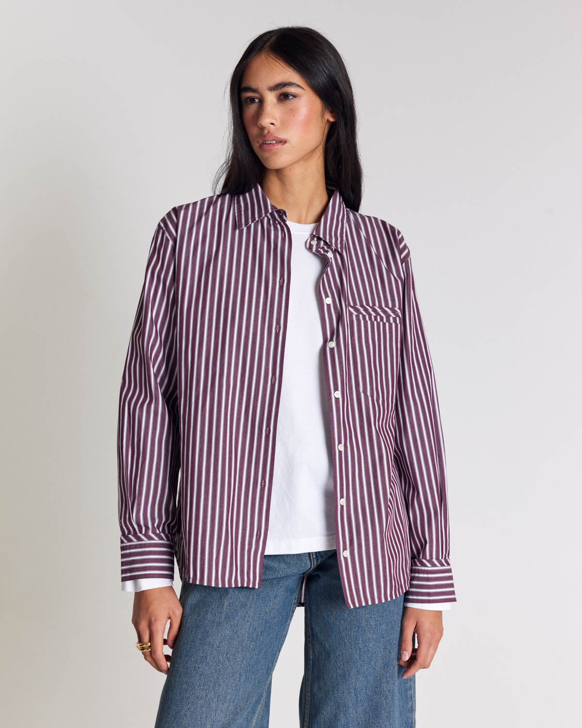 Chemise Stanislas rayures prune