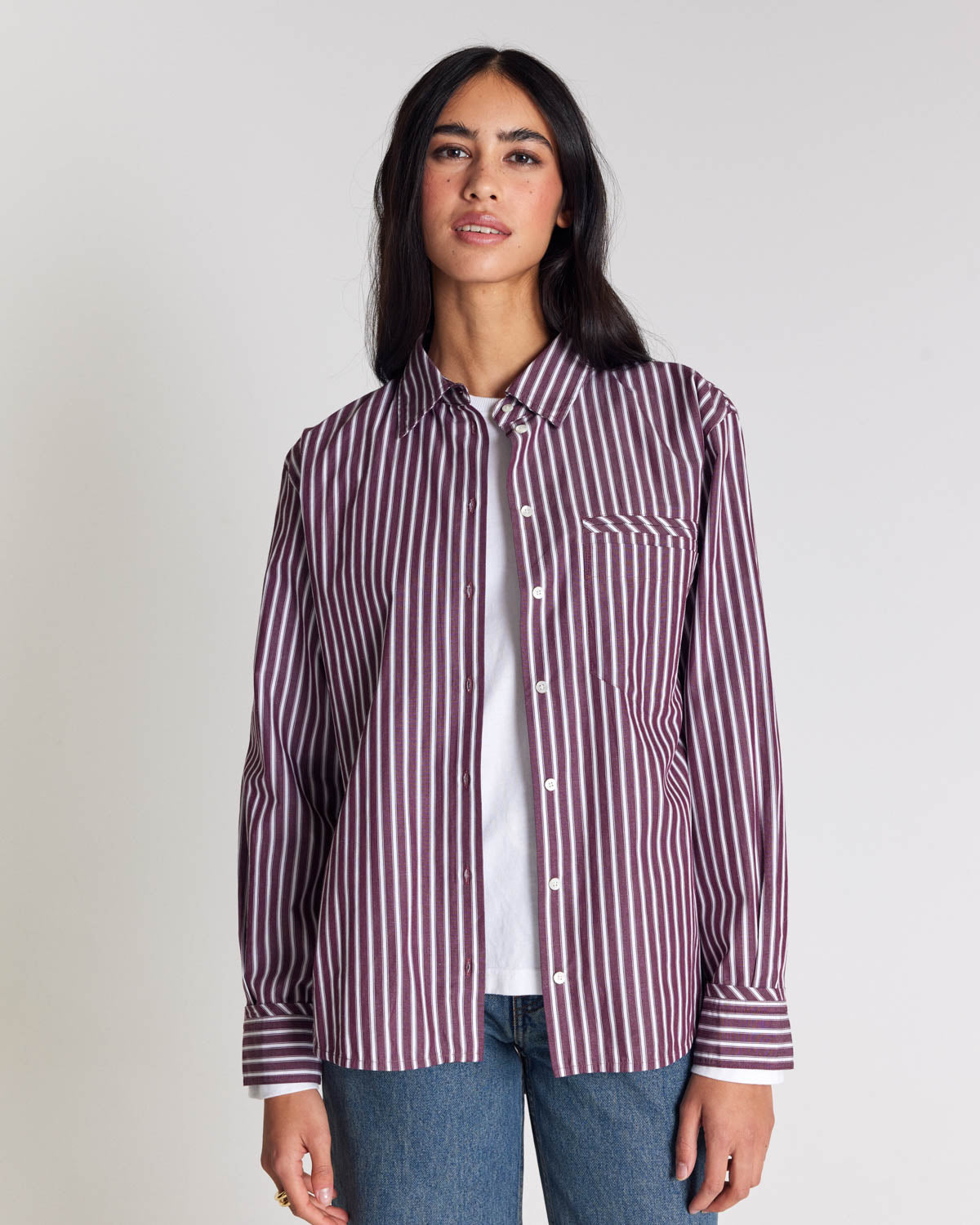 Chemise Stanislas rayures prune