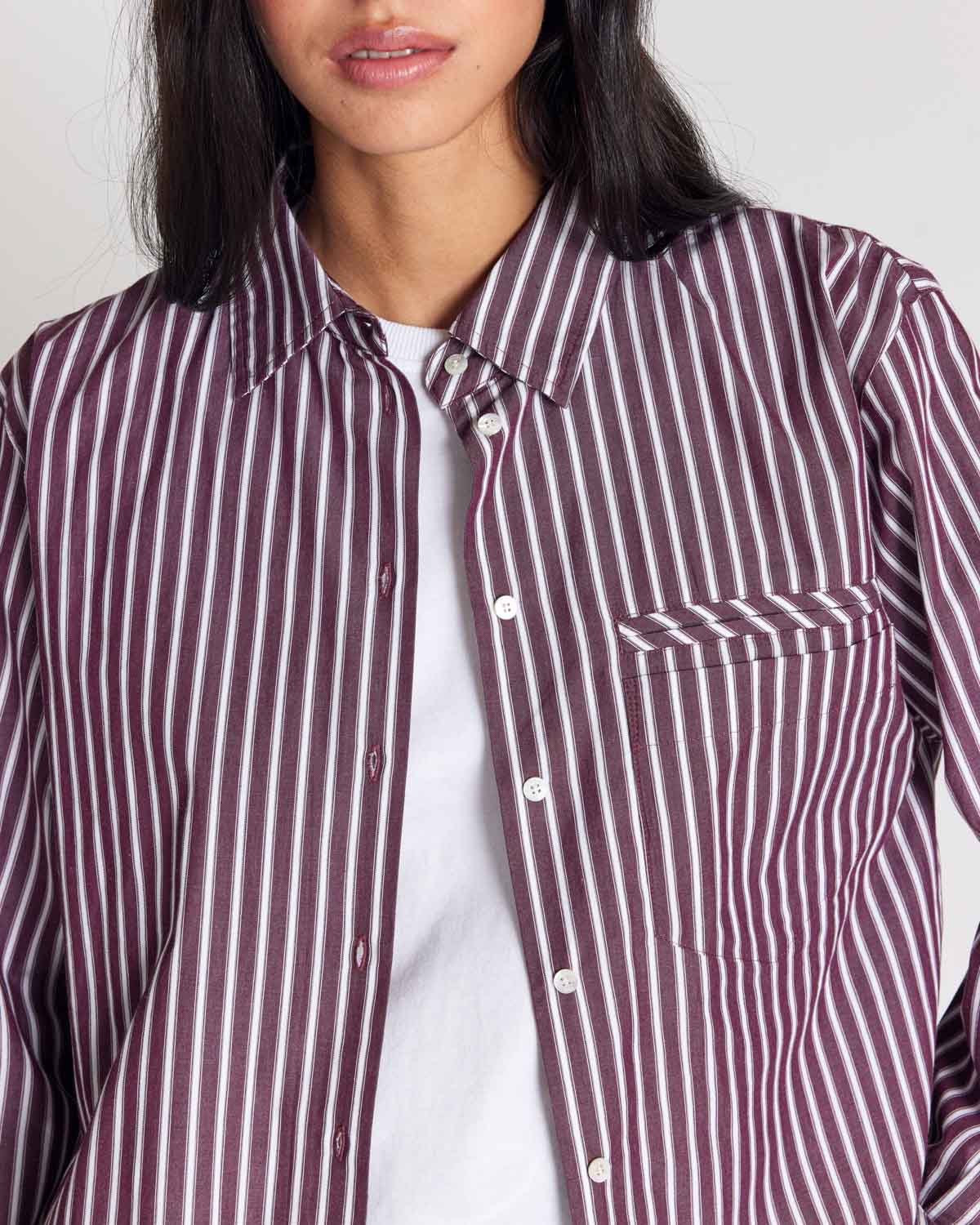 Chemise Stanislas rayures prune