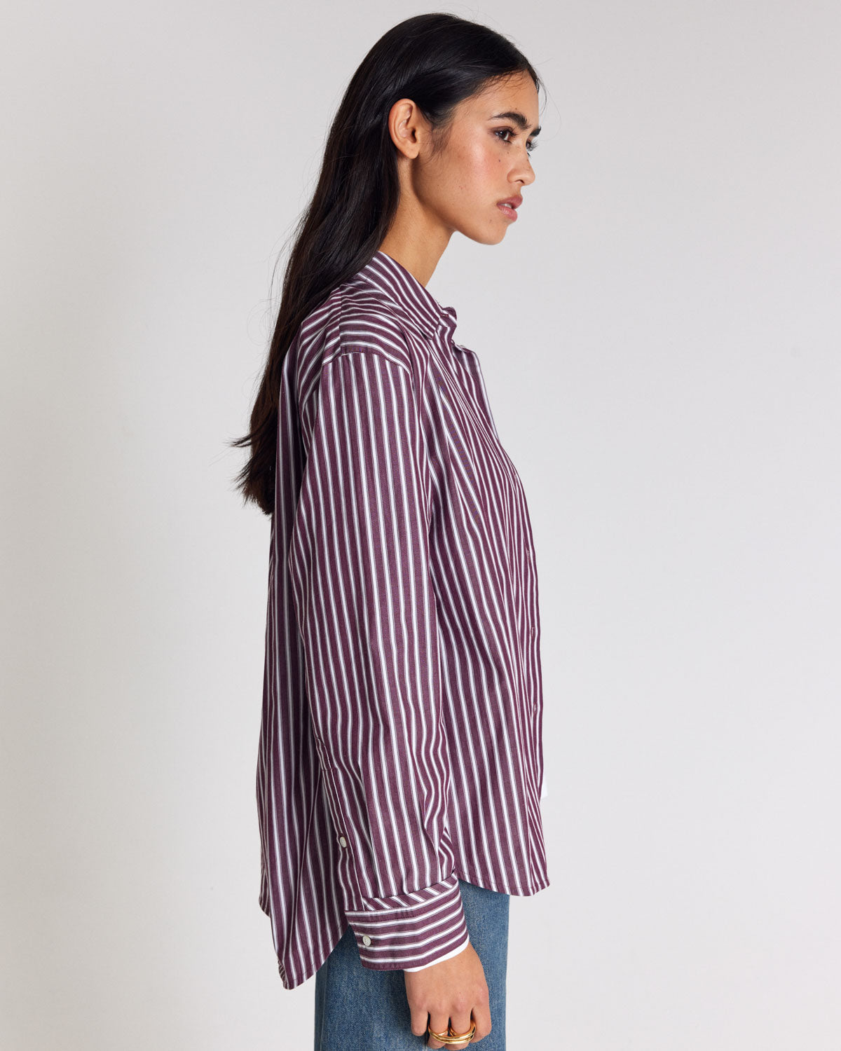 Chemise Stanislas rayures prune