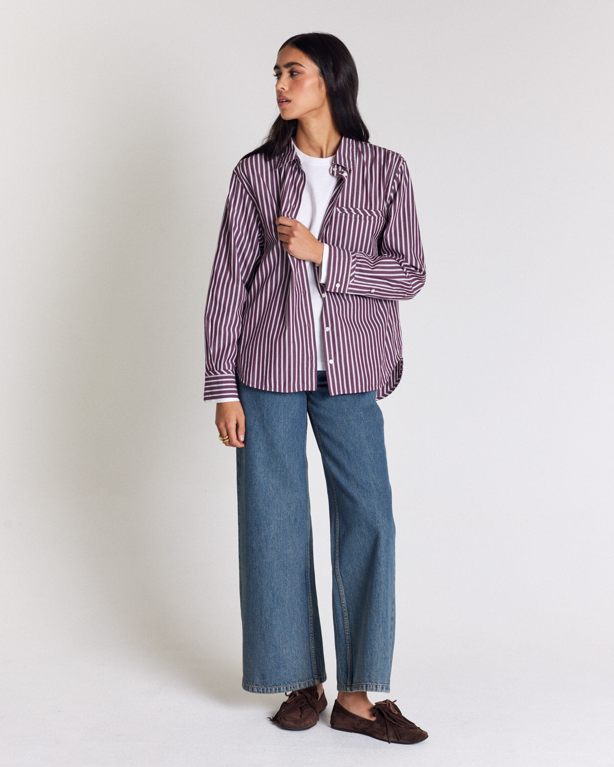 Chemise Stanislas rayures prune