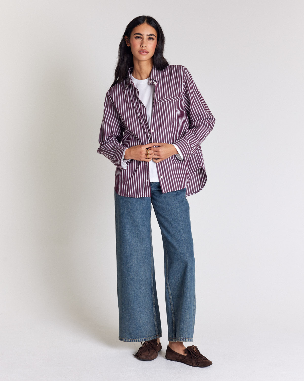 Chemise Stanislas rayures prune
