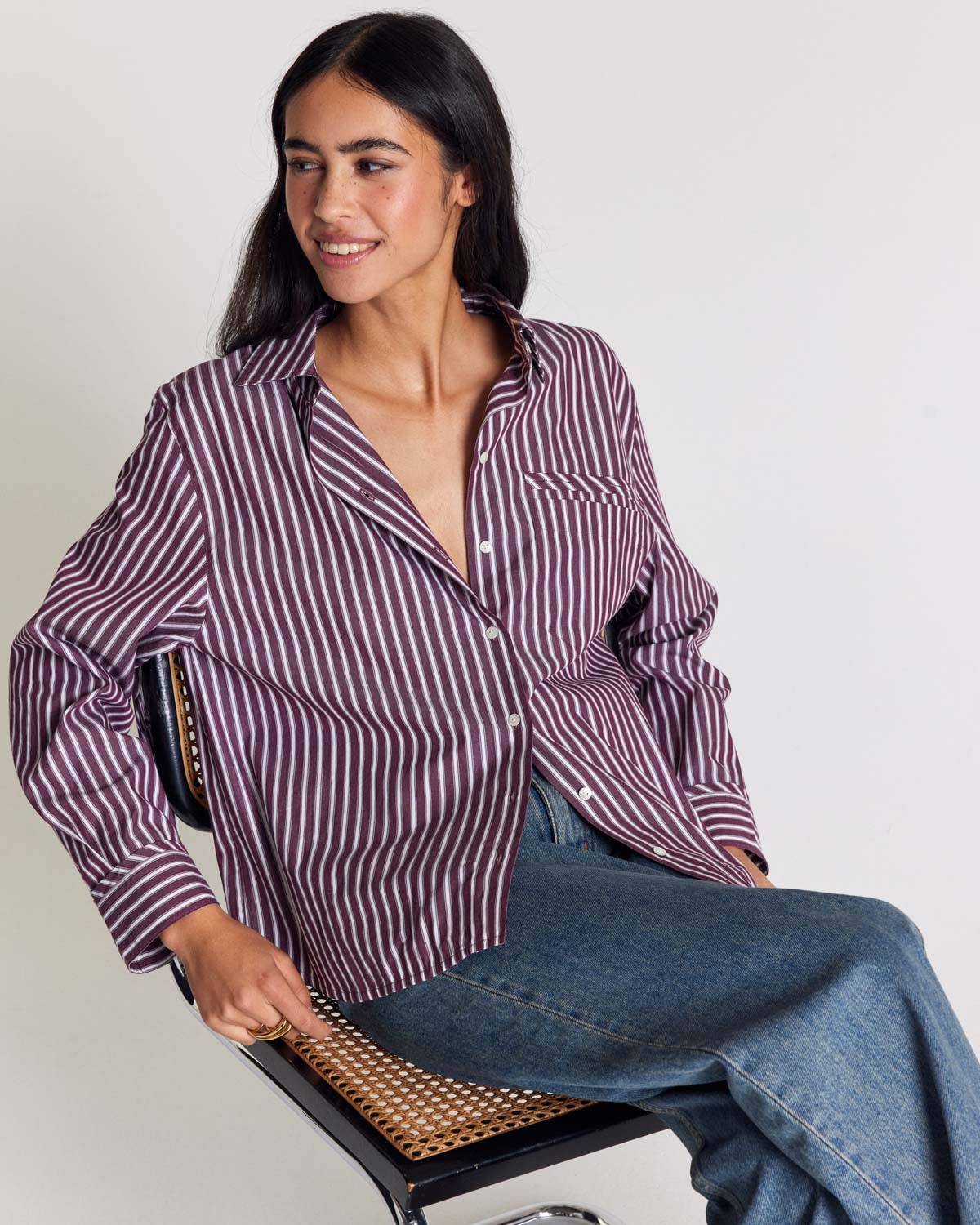 Chemise Stanislas rayures prune