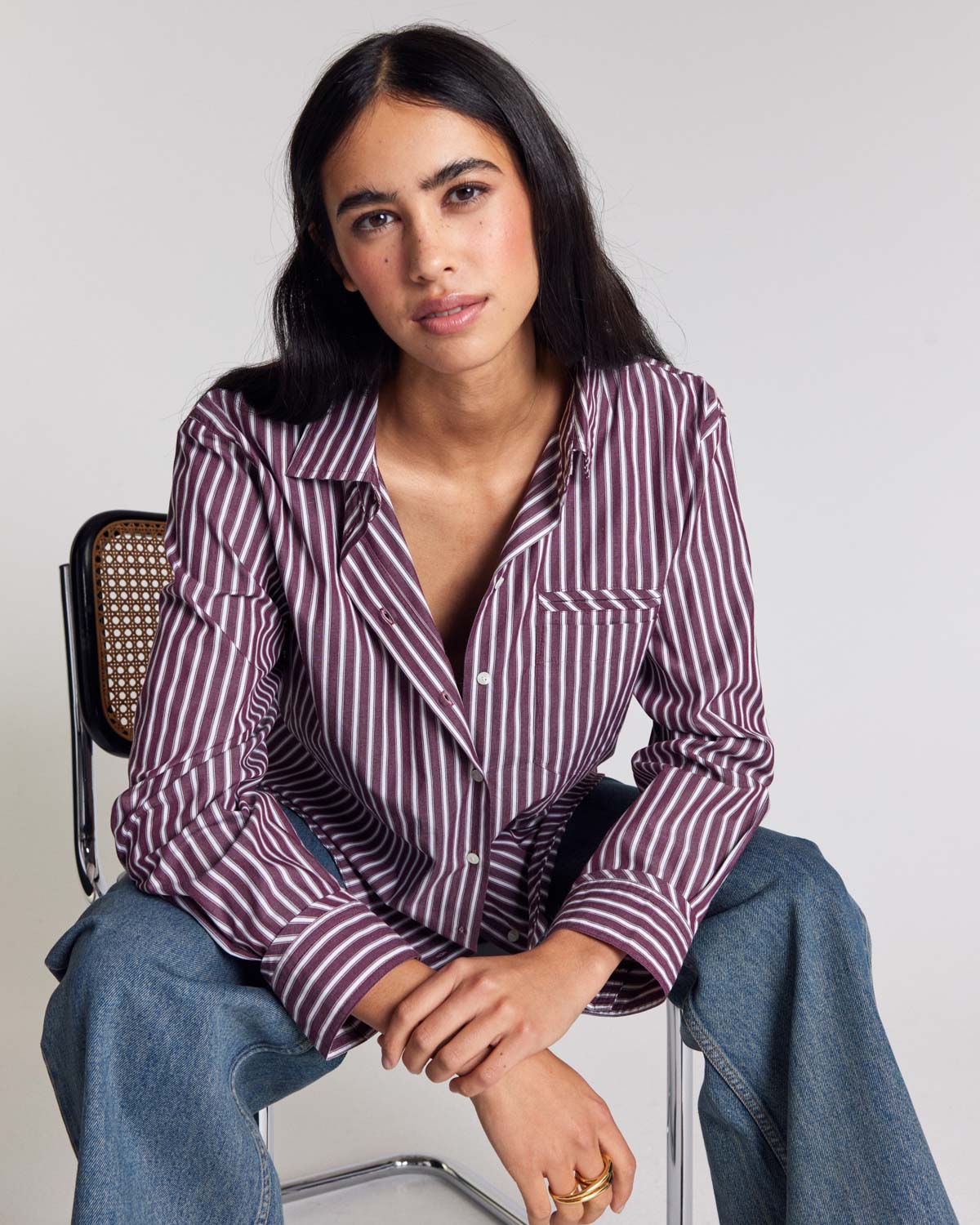 Chemise Stanislas rayures prune