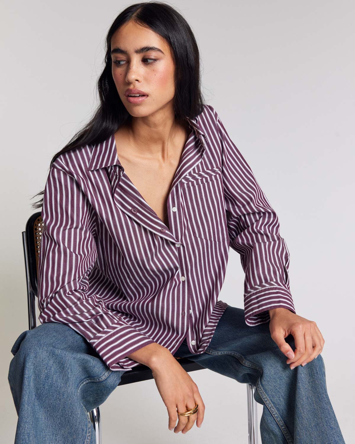 Chemise Stanislas rayures prune