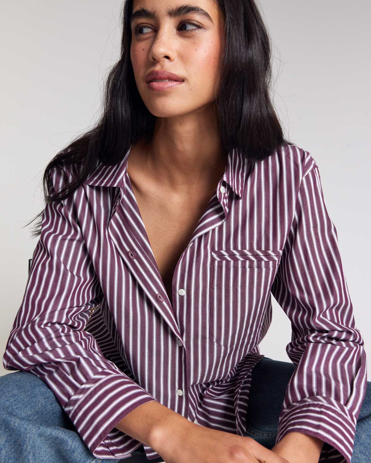 Chemise Stanislas rayures prune