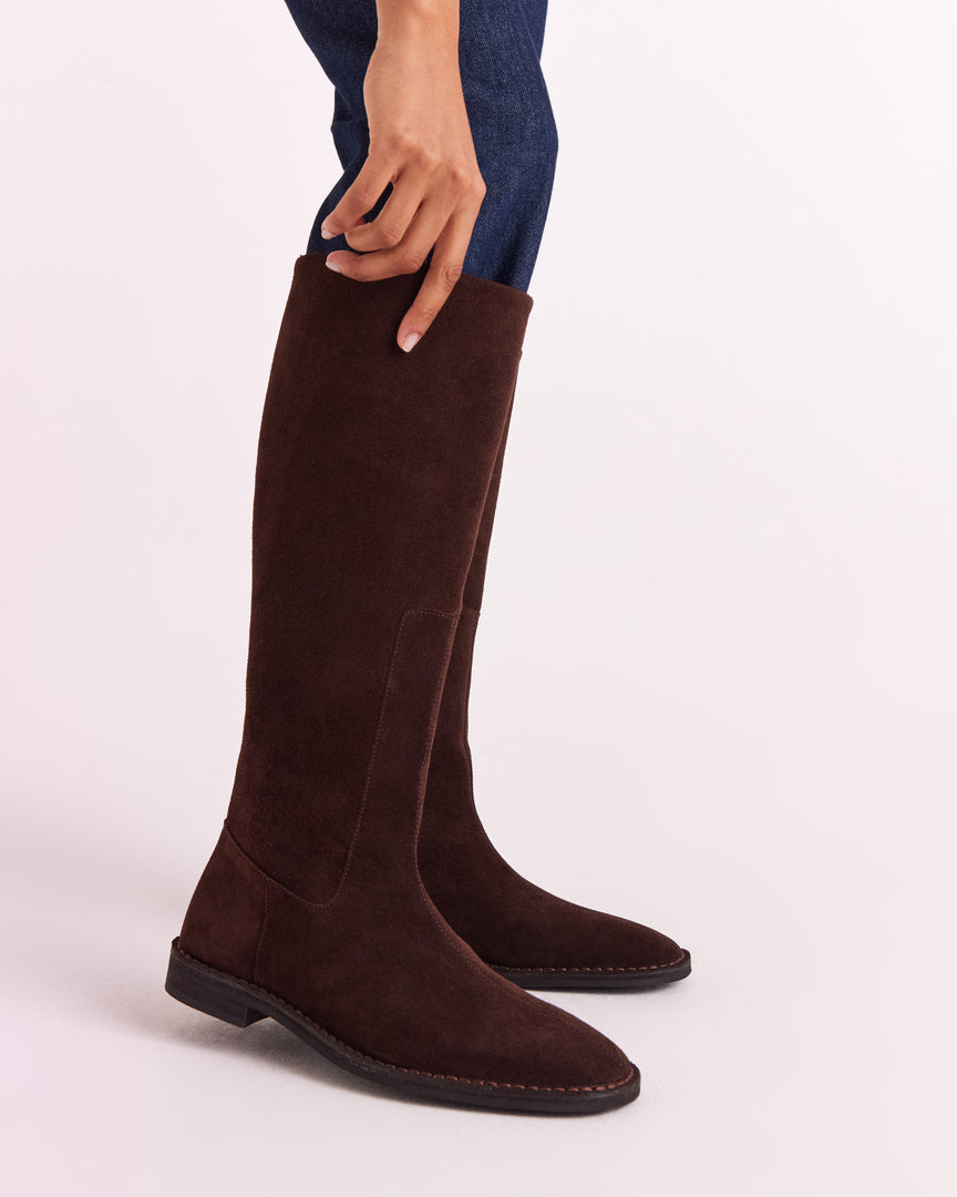 Bottes Léona croûte de cuir moka
