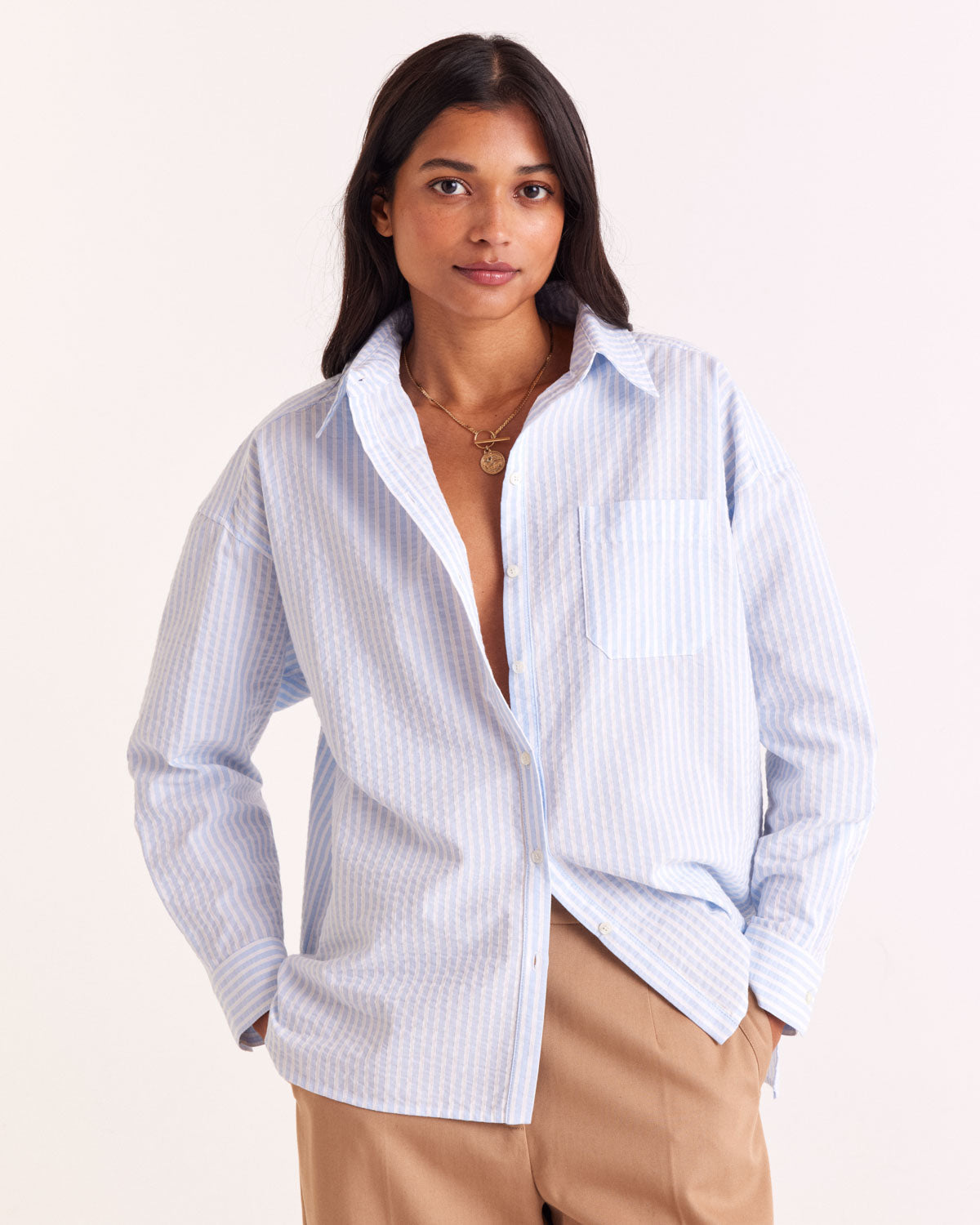 Chemise Hector rayures bleu ciel