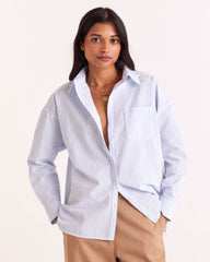 Chemise Hector rayures bleu ciel