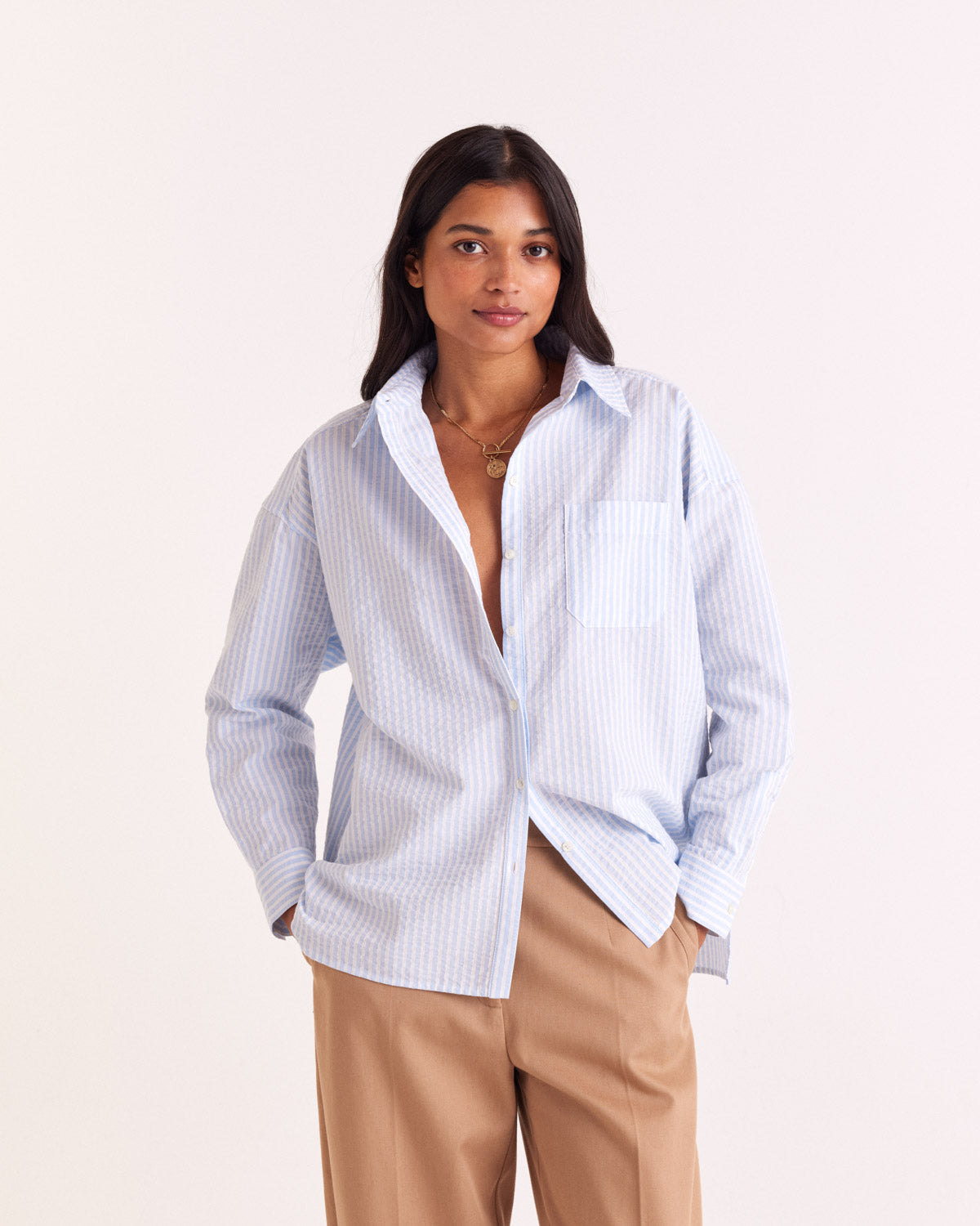 Chemise Hector rayures bleu ciel