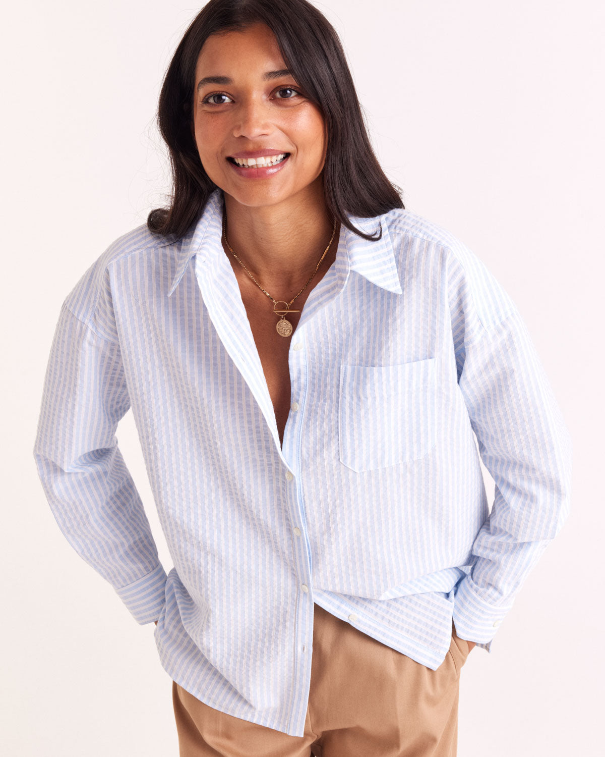 Chemise Hector rayures bleu ciel