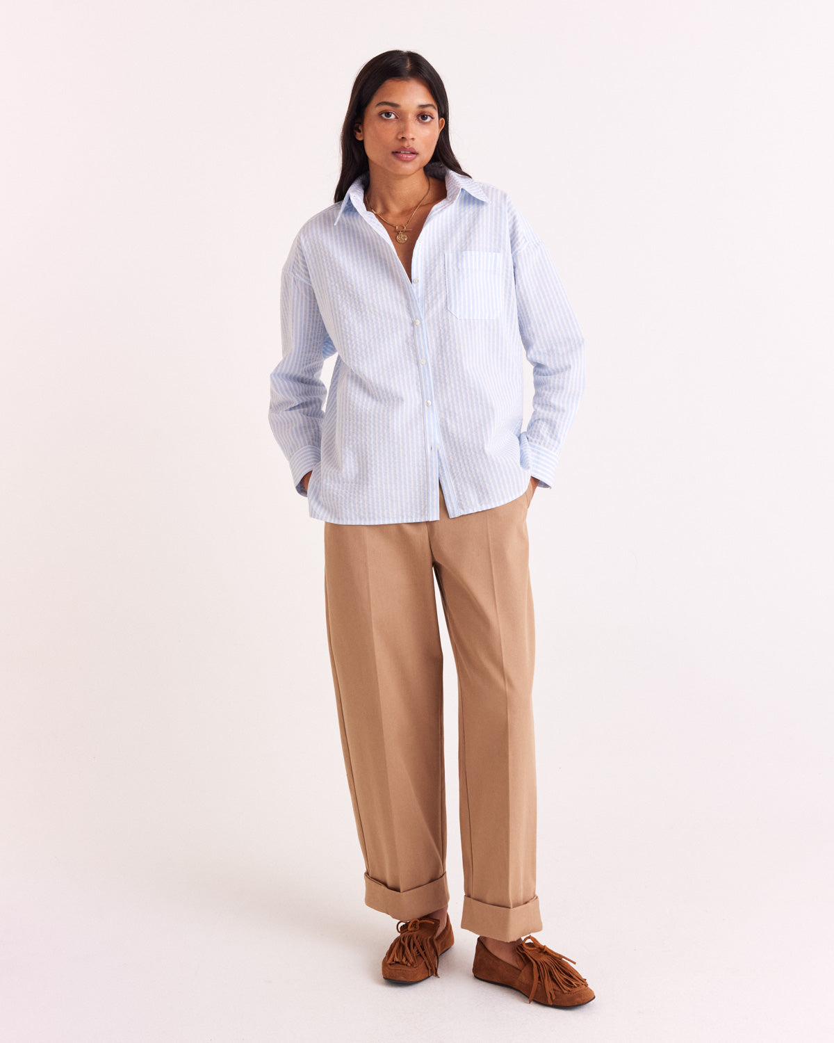 Chemise Hector rayures bleu ciel