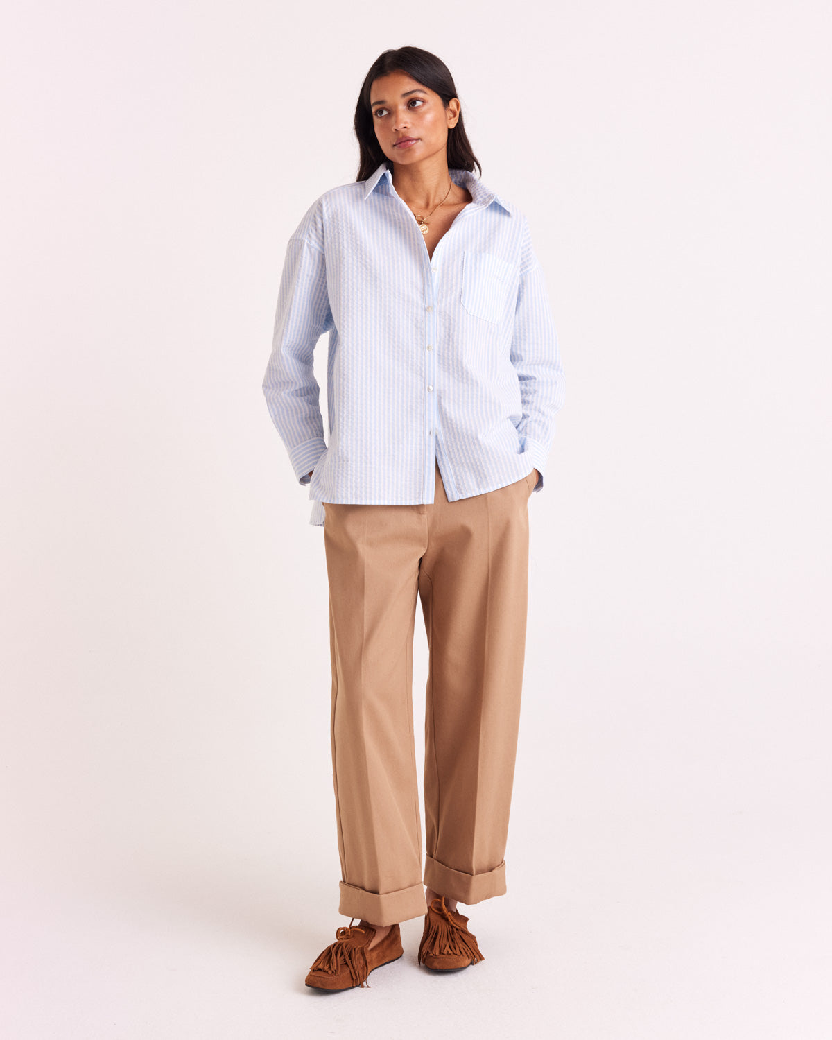 Chemise Hector rayures bleu ciel