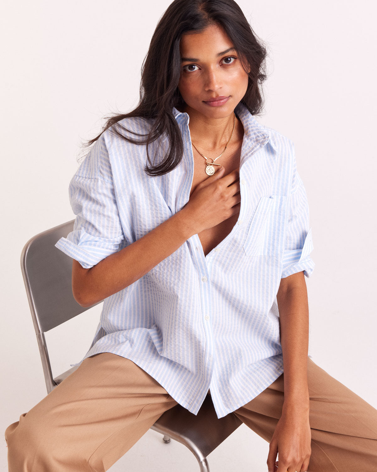 Chemise Hector rayures bleu ciel