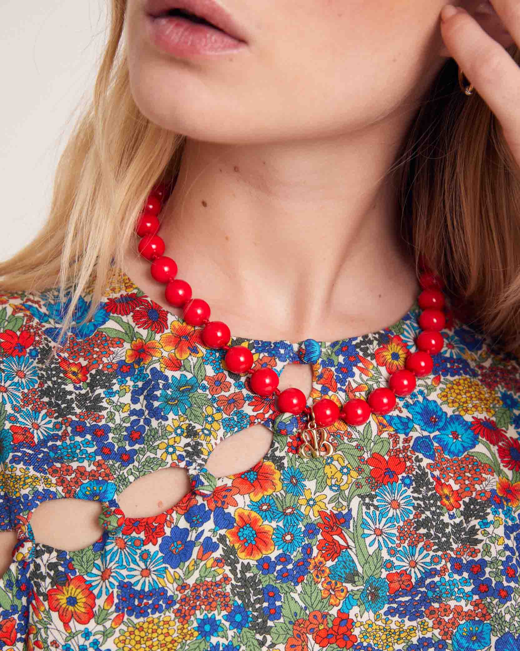 Robe Charlotte en tissu Liberty bleu et jaune