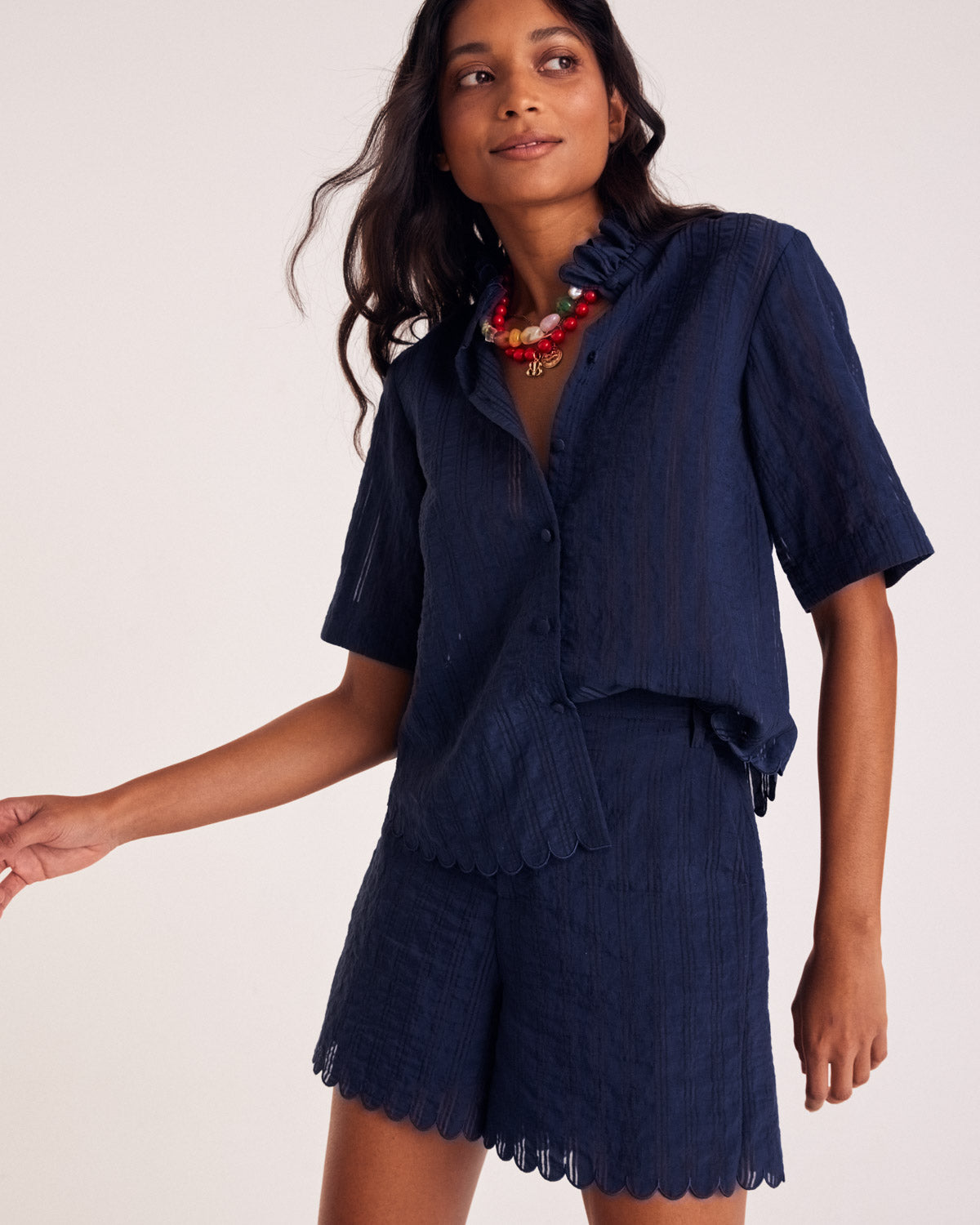 Short Cirilo marine texturé