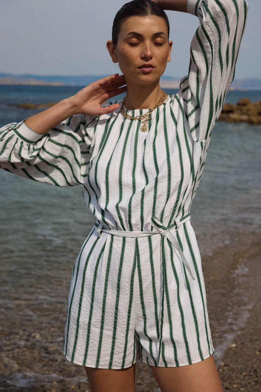 Combinaison Julieta rayures vert