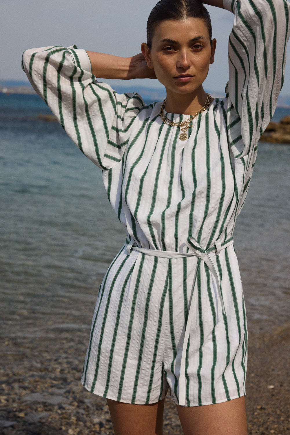 Combinaison Julieta rayures vert