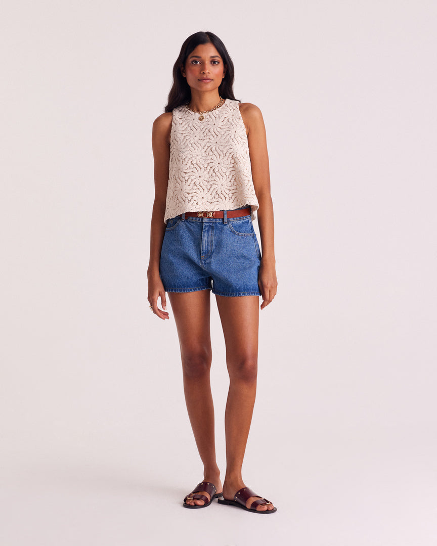 Short Triomphe bleu midi