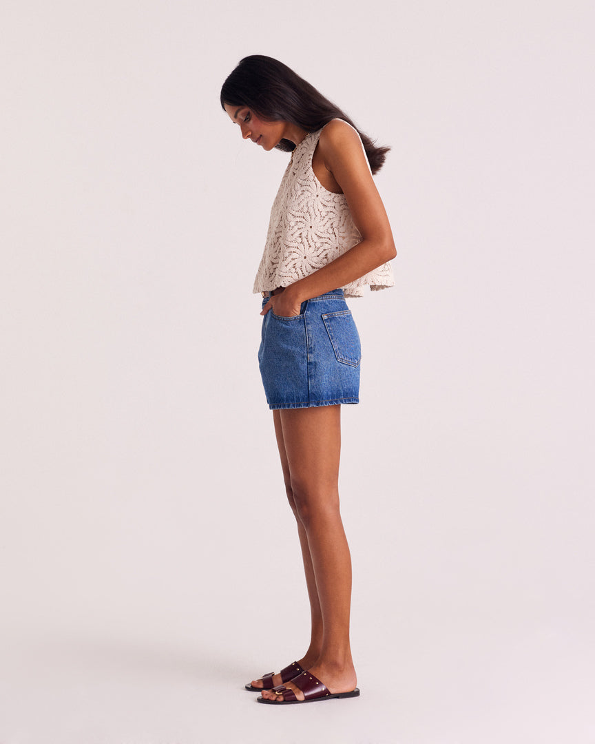 Short Triomphe bleu midi