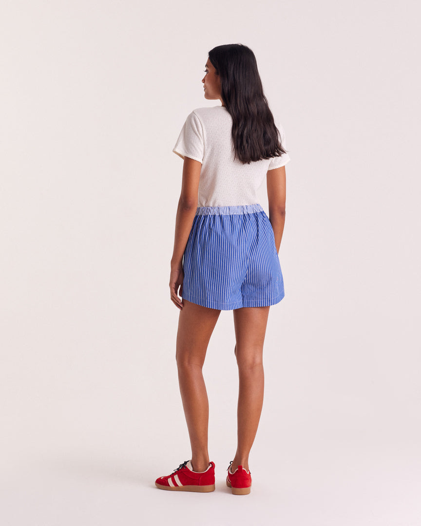 Short Lelio rayures bleu patchwork