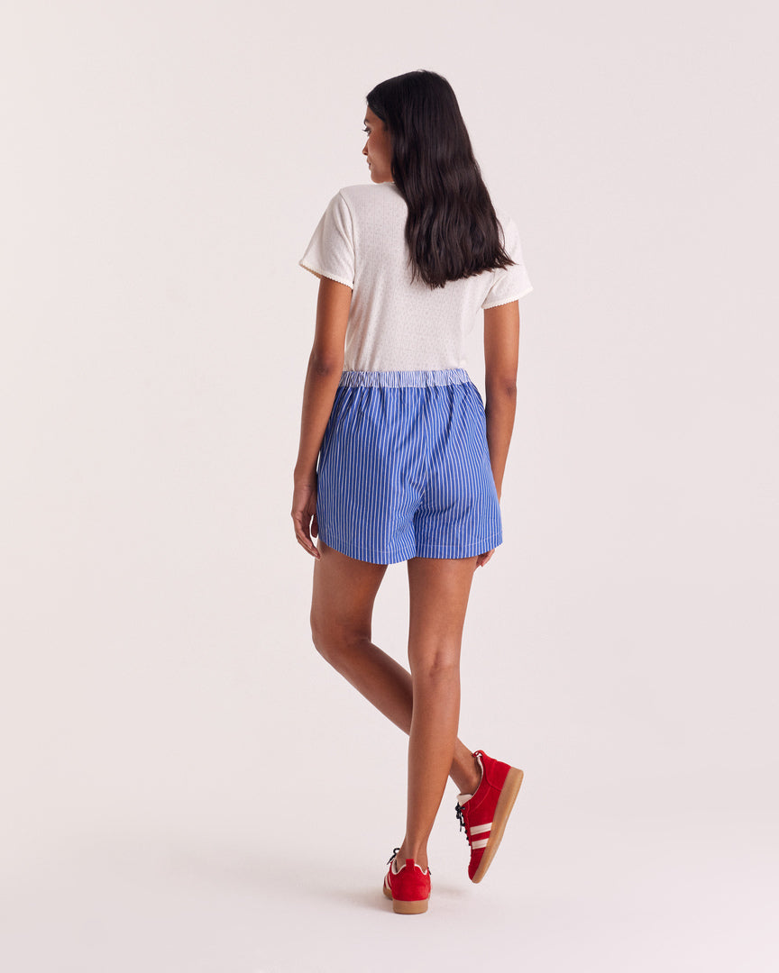 Short Lelio rayures bleu patchwork