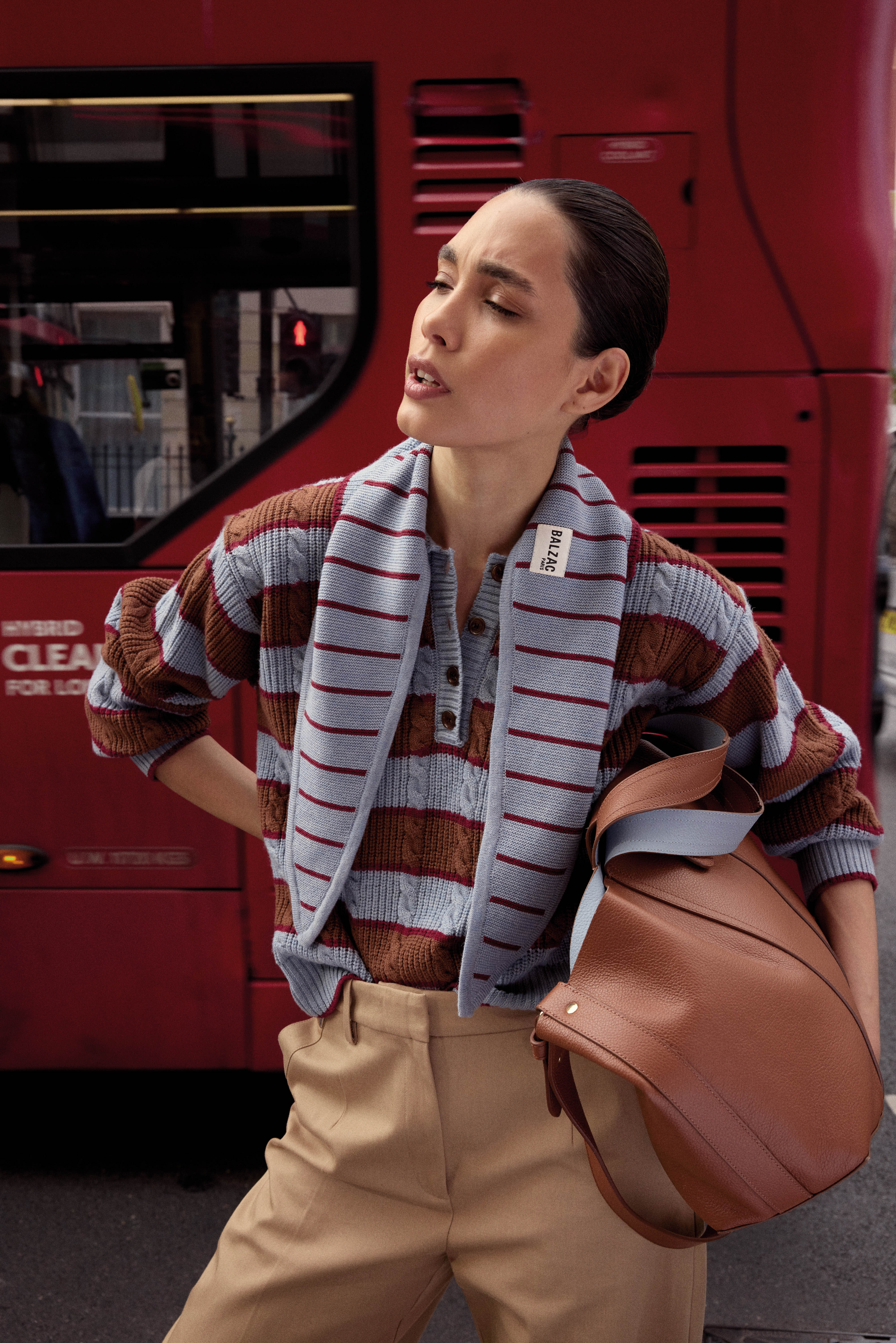 Pull Isidore rayures bleu, cannelle et bordeaux