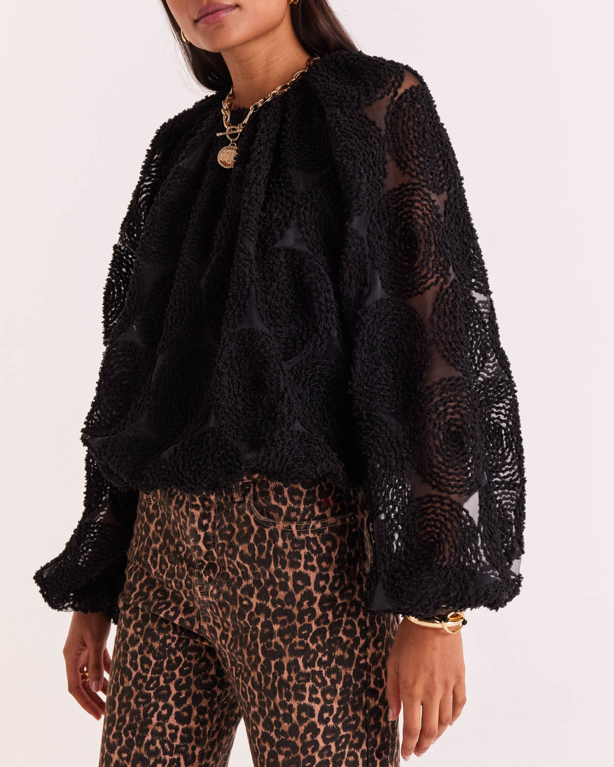 Blouse Ambre noir texturé