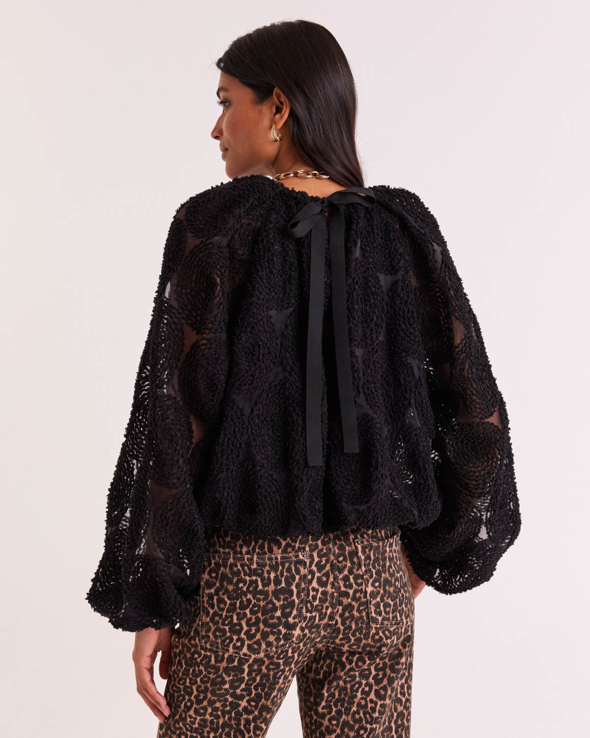 Blouse Ambre noir texturé