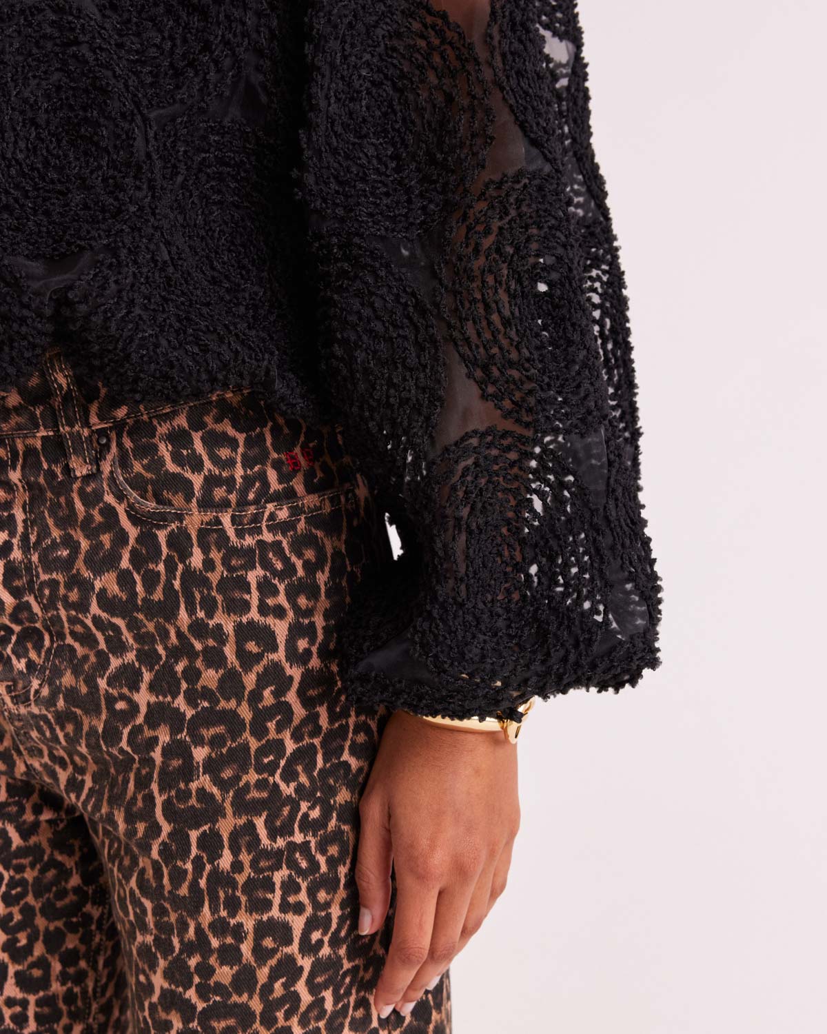 Blouse Ambre noir texturé