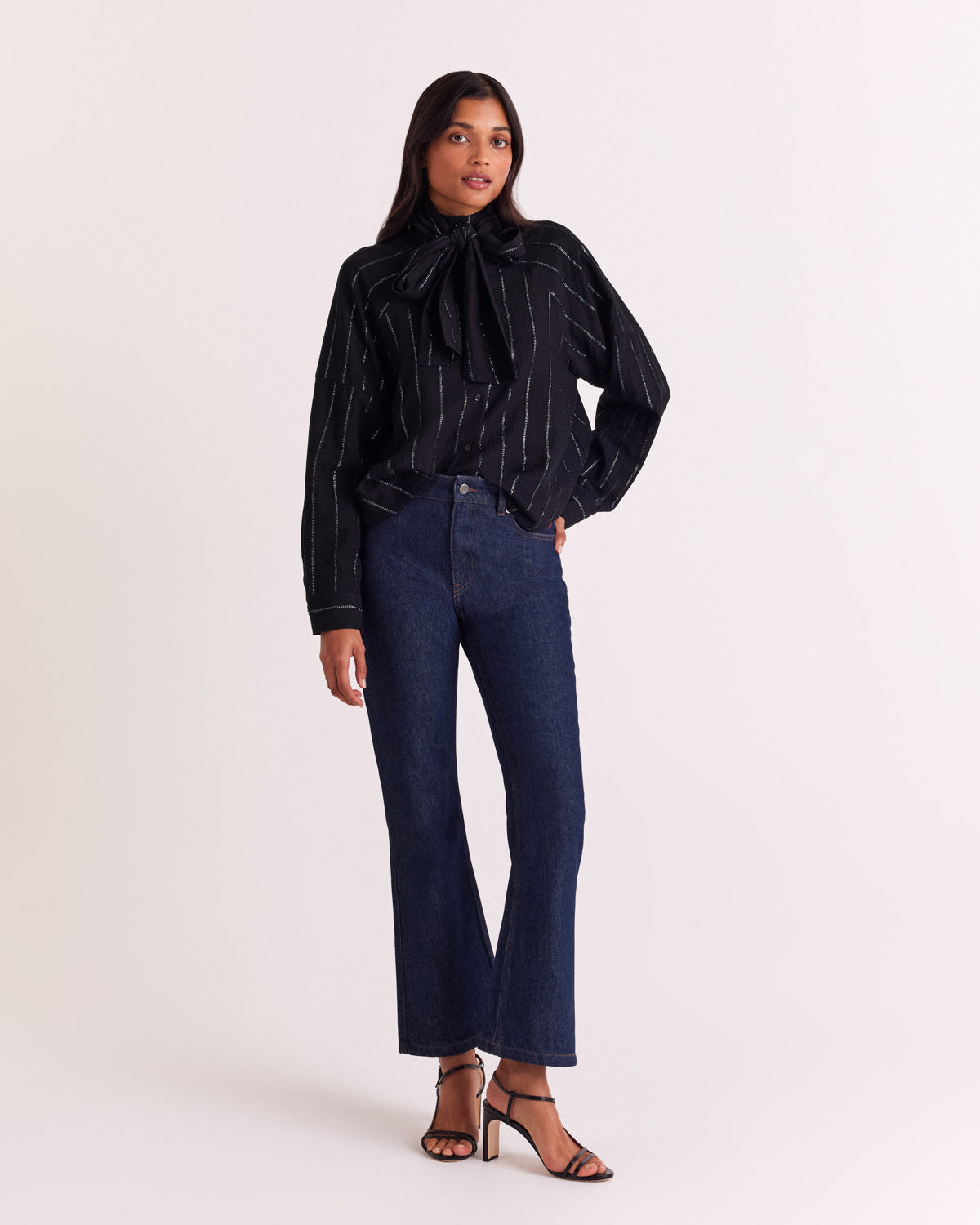 Chemise Joyce rayures marine et argent