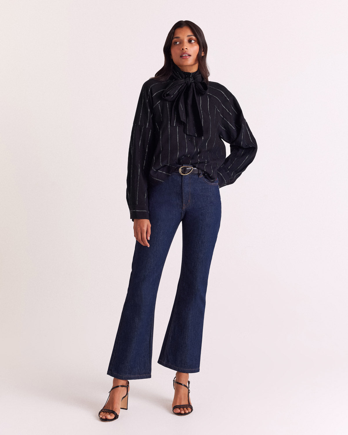 Chemise Joyce rayures marine et argent