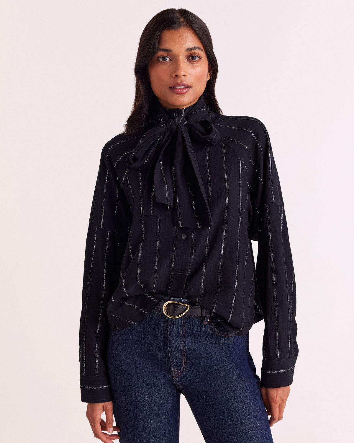 Chemise Joyce rayures marine et argent