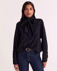 Chemise Joyce rayures marine et argent
