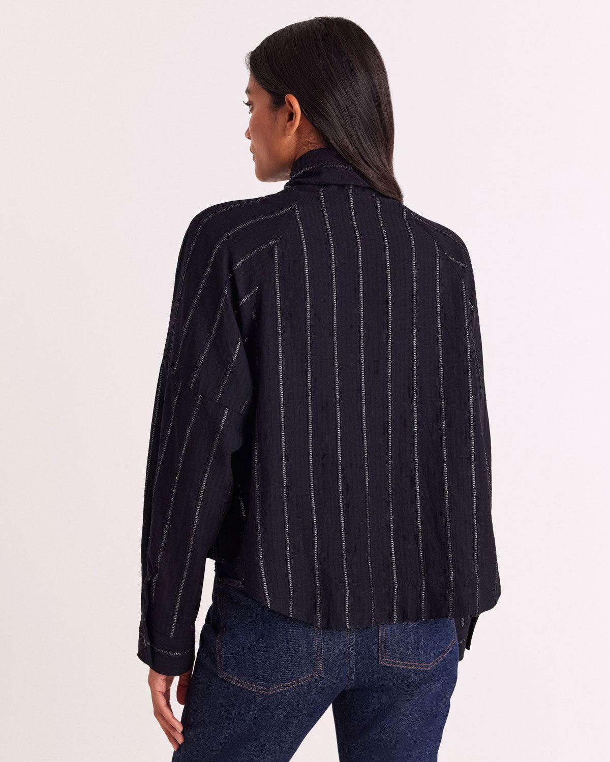 Chemise Joyce rayures marine et argent
