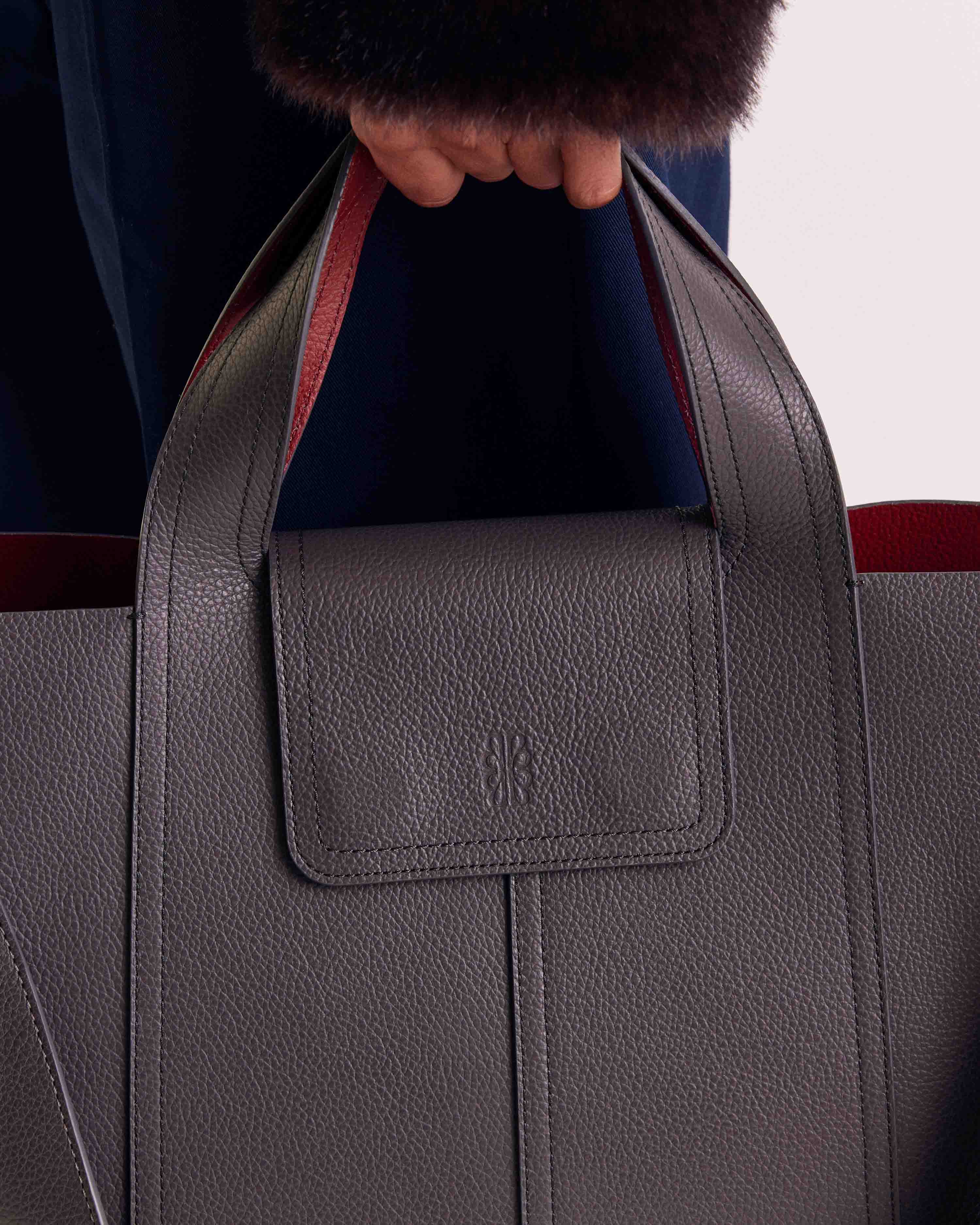 Cabas Esteban gris anthracite et lie de vin