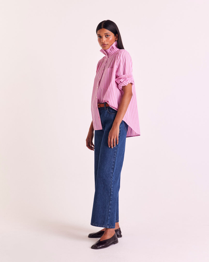 Chemise Leonor rayures rose et rouge