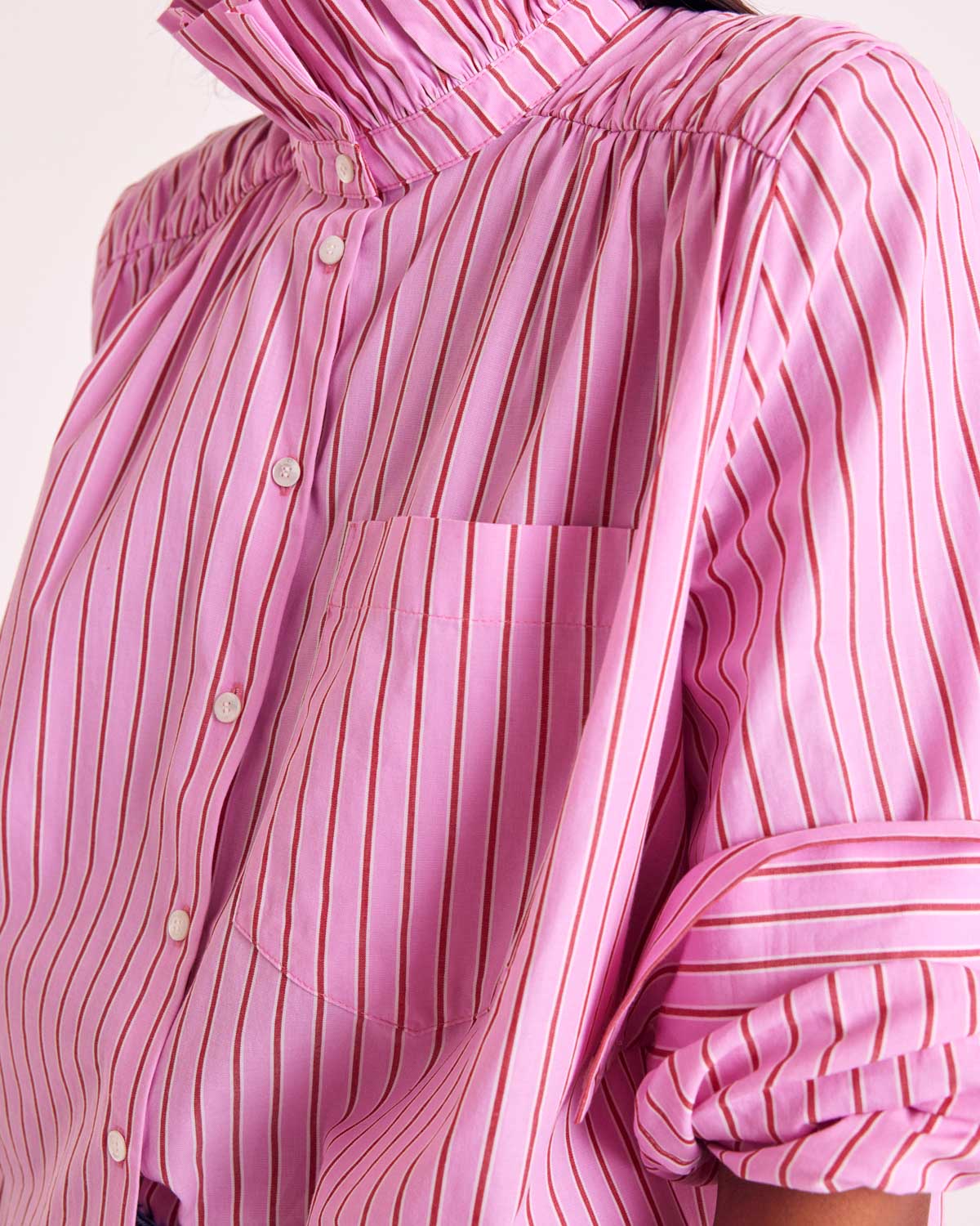 Chemise Leonor rayures rose et rouge